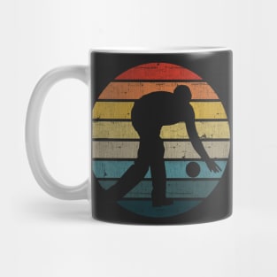 Bowling Silhouette On A Distressed Retro Sunset product Mug